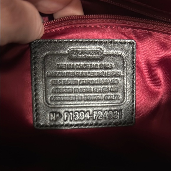 COACH Park Bag Quilted Leather & suede Hobo Shoulder color block Maroon black - Picture 7 of 16